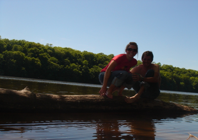 My husband, AKA Huck Finn, and me playing on the banks of the St. Croix.